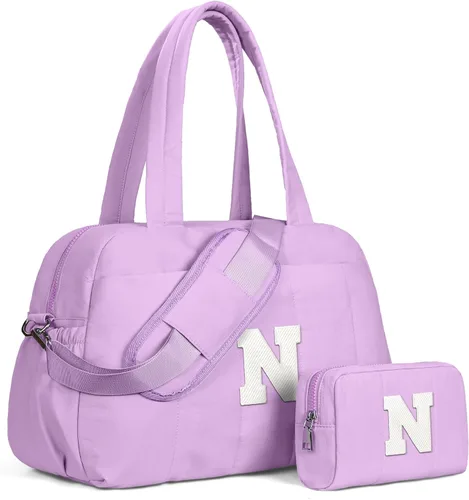 Vista 94 de Bolsa de lona Vogewood, bolsas personalizadas de fin de semana para mujer, bolsas de viaje con estuche de maquillaje, regalos de cumpleaños, Beige