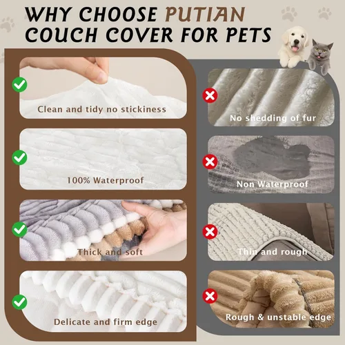 Vista 5 de PuTian Funda de sofá 100% impermeable para perros, lavable, antideslizante, protector de sofá, apto para mascotas, para sofás y sofás, 27.6 x 59