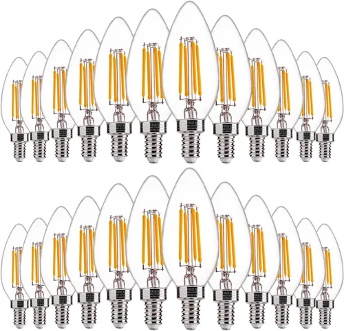 Vista 29 de FLSNT Bombillas LED equivalentes a 40 W, bombillas LED ámbar regulables B11 E12, base de candelabro, 2200 K, blanco cálido, 330 lm, paquete de 6