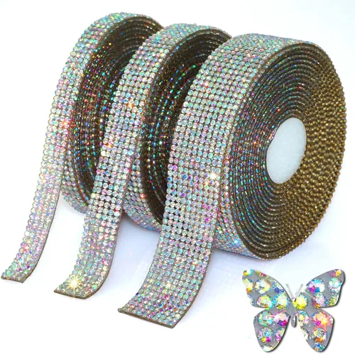 Vista 17 de Locacrystal Cinta de Cristal Brillante con Diamantes de Imitación Autoadhesiva para Planchar DIY con Purpurina Pegatinas de Diamantes