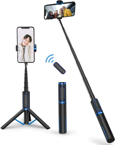 Vista 12 de ATUMTEK Palo de Selfie Trípode, trípode extensible 3 en 1 de aluminio para teléfono con control remoto Bluetooth desmontable, compatible con iPhone