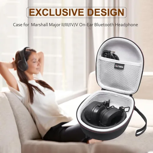 Vista 7 de LTGEM - Funda para auriculares compatible con auriculares Bluetooth inalámbricos Marshall Major V/IV/III/II, bolsa de almacenamiento de viaje