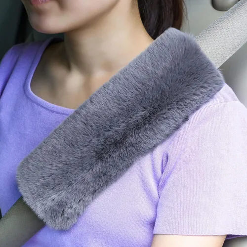 Vista 16 de Boao Paquete de 4 almohadillas para cinturón de seguridad de automóvil de piel de oveja sintética, protector para cinturón de seguridad suave, funda