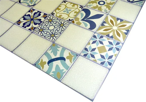 Vista 5 de Dundee Deco Panel de pared 3D de PVC con azulejos sintéticos de color azul beige, 3.1 pies x 1.6 pies (37.8 in x 18.9 in), decoración de paneles