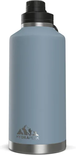 Hydrapeak Botella de agua aislada de 72 onzas jarra de agua grande de acero inoxidable con doble pared aislada al vacío a prueba de fugas y derrames