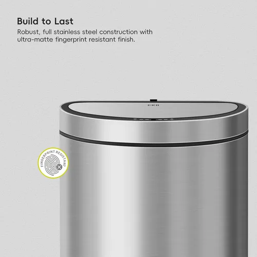 Vista 6 de EKO Mirage - Bote de basura semicircular con sensor de movimiento, de 12.4 galones, grande, automático para cocina con compartimento desodorante