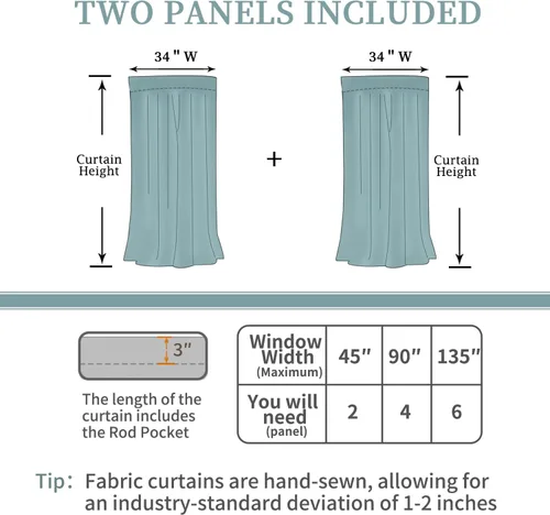 Vista 6 de BGment - Cortinas cortas para ventanas medias para dormitorio - 34 x 24 pulgadas, cortinas opacas con bolsillo para varilla y trabilla trasera