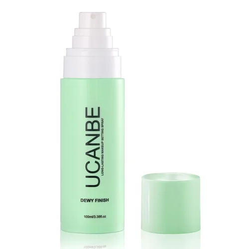 UCANBE Spray fijador de maquillaje, acabado húmedo de larga duración, maquillaje en aerosol hidratante, bruma facial de secado rápido para brillo