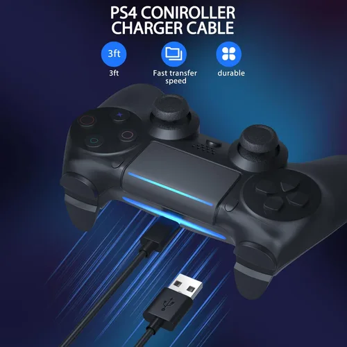 Vista 2 de SCOVEE Cable de carga para controlador PS4 compatible con el controlador Xbox One, cable de carga PS4 para PlayStation-4, PS 4 Slim/Pro, Dualshock