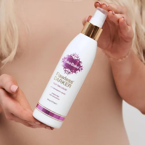 Vista 7 de Fake Bake Líquido autobronceador más oscuro impecable, sin rayas, brillo natural de larga duración para todos los tonos de piel, bronceador sin sol
