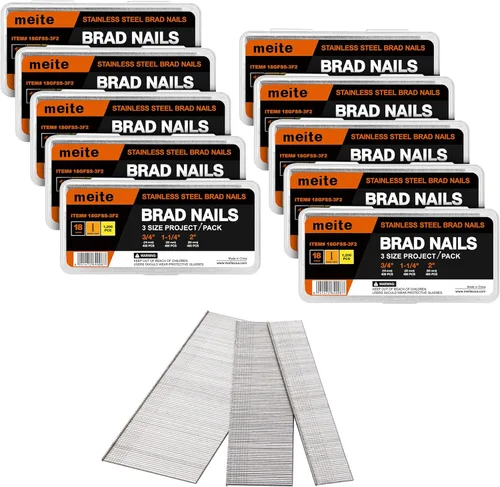 Vista 16 de meite Clavos Brad de Acero Inoxidable Calibre 18, Clavos Brad de 18GA de 3/4 Pulgada, Clavos Pequeños de Acabado de Acero Inoxidable 304