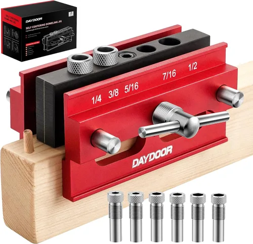 Vista 8 de DAYDOOR - Plantilla de taco autocentrante de 2.1", plantilla universal para tacos y guía de taladro para carpintería, kit completo con 6 bujes