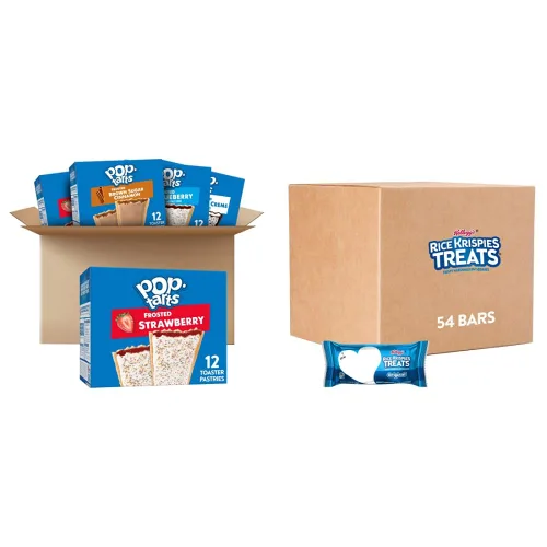 Pop-Tarts Pasteles tostadores, alimentos para el desayuno, aperitivos para niños, paquete variado (60 tarts) + barras de bocadillos de malvavisco