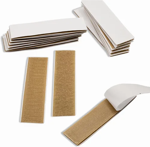 Vista 52 de Cinta de velcro beige de nailon de 1 pulgada de ancho, no adhesiva, 5 yardas de longitud, juego de cierres de cinta entrelazada para bolsos, ropa