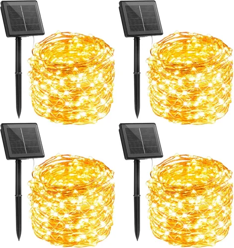 Vista 16 de Minetom Luces de Cadena Solares para Exteriores, 33 Pies 100 LED Luces Solares de Hadas para Exteriores, 8 Modos Luces de Balcón para Árbol Patio