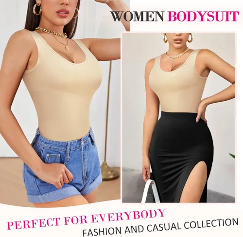 Vista 3 de Nebility Body moldeador de cintura sin costuras con cuello redondo y control de abdomen para mujer