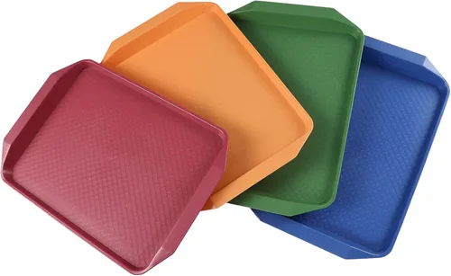 Vista 2 de Colord - Paquete de 4 bandejas para servir comida rápida, bandeja de plástico para comer, 16.73 x 11.81 pulgadas