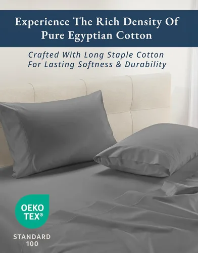 Vista 174 de LANE LINEN - Sábanas individual 100% algodón egipcio suave, cómodo y grueso de calidad de hotel, costuras reforzadas totalmente elásticas, sin