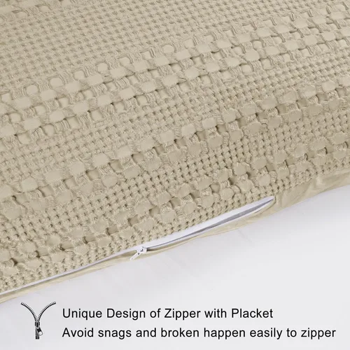 Vista 311 de PHF - Fundas de almohada 100% algodón con tejido gofre europeo, 26 x 26 pulgadas, 2 unidades para decoración elegante del hogar, para cama, sin