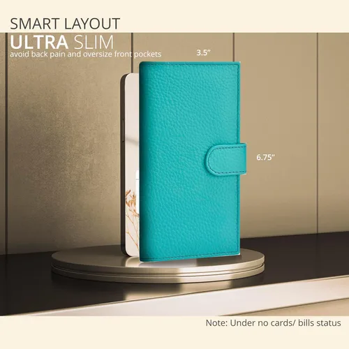 Vista 4 de Oak Leathers Leather Checkbook Cover for Men & Women -RFID Slim Wallet Pen Holder Credit Card Gift Duplicate Checks Minimalist Design