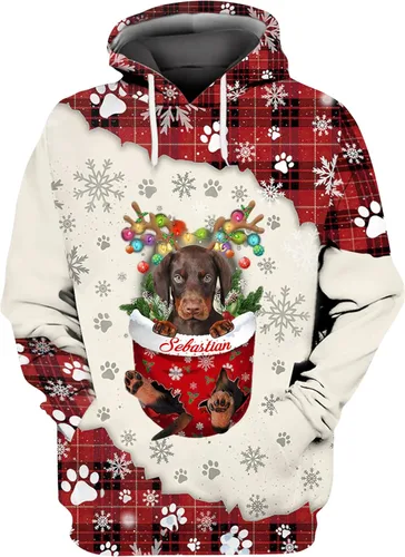 Vista 32 de Sudadera con capucha 3D personalizada para perro, diseño de perro con nombre personalizado, sudadera con capucha de perro de amor, camisa de perro