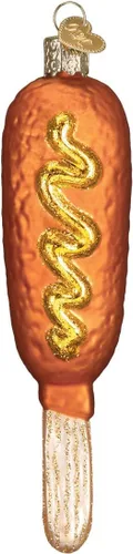 Old World Christmas Corn Dog Ballpark Foods Adornos de vidrio soplado para árbol de Navidad, 5