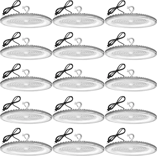 Vista 9 de XYCN 15 Pack 150W UFO Led High Bay Light,120VAC,21050LM 5000K Daylight Area Lighting,IP66 Waterproof 650W MH/HPS with Plug Commercial Bay Lighting