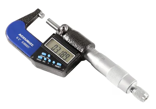 Vista 3 de Accusize Industrial Tools 0-1"/0-25 mm por 0.00005"/0.001 mm Micrómetro Digital Electrónico de 7 Teclas, Resistente al Agua, Ac21-1022