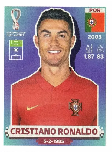 2022 Panini Cromos de la Copa Mundial #POR18 Cristiano Ronaldo Portugal Fútbol Adhesivo