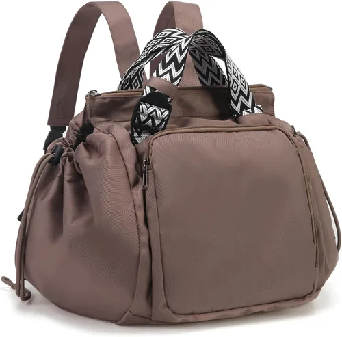 Large Capacity Portable Backpack Tote Bag For Car Travel, Lightweight Foldable Nylon Shopping Bag with 15 Pockets