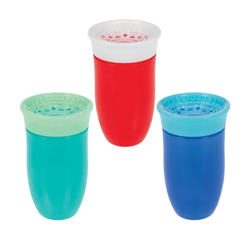 Vista 12 de Nuby Wonder Cup – Vasos para bebés a prueba de derrames – (paquete de 2) 7 onzas – Sip from All Sides – Resistente a fugas – Vaso de transición sin