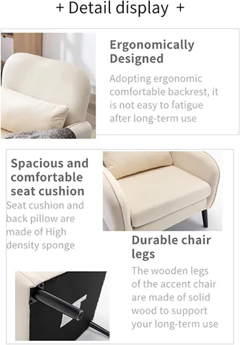 Vista 3 de Butacas para Sala Modernas - Silla decorativa tapizada con botones, silla de lectura de terciopelo con patas de madera, silla de invitados Sillones