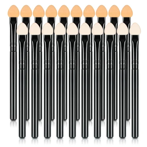 Vista 10 de Juego de brochas de maquillaje para mujeres, 10 piezas, esponja para sombra de ojos, aplicador de doble cara reutilizable