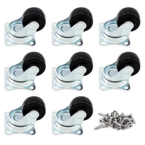 Vista 9 de HOWDIA 8 ruedas giratorias de perfil bajo de 1 pulgada, rueda de goma resistente con rodamiento y placa superior, por rueda de capacidad de 22