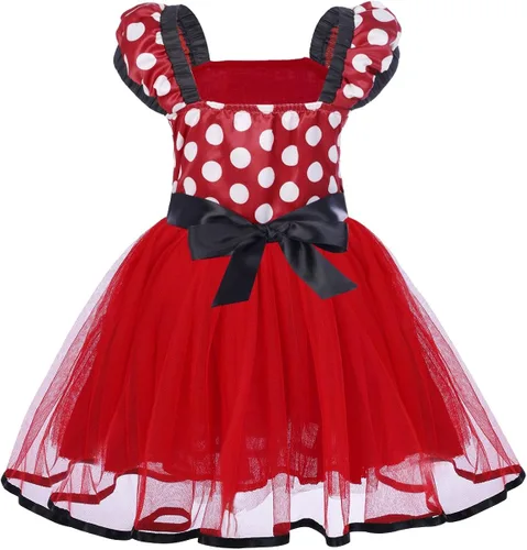 Vista 3 de IBTOM CASTLE - Disfraz de princesa para niña con estampado de lunares y tutú, ideal para cosplay, desfile de disfraces y vestido de cumpleaños