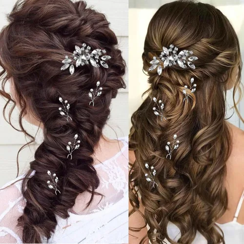 Vista 4 de 5 peines para el pelo con diamantes de imitación para bodas, accesorios de cristal para el cabello y piezas para novias, damas de honor, niñas