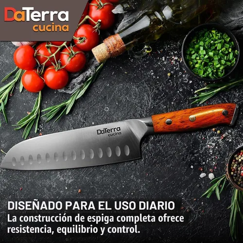 Vista 5 de DaTerra Cucina - Cuchillo de chef de acero alemán de 7 pulgadas con mango