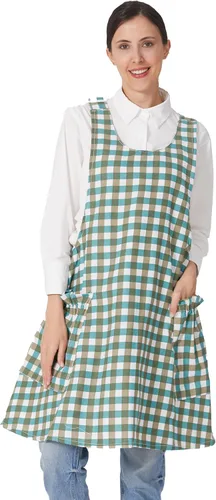 Vista 45 de APRONNER Delantales ajustables con espalda cruzada para mujer con bolsillos de algodón y lino para cocinar y hornear