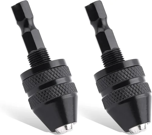 Vista 8 de NINEFOX 2 herramientas de conversión de portabrocas sin llave, vástago hexagonal de 1/4 pulgadas, adaptador de portabrocas sin llave, convertidor