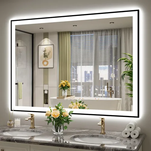 Vista 100 de Espejo de baño LED de 20 x 30 pulgadas con luces delanteras y retroiluminadas, espejo de tocador iluminado para pared de baño con 3