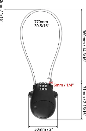 Vista 6 de QWORK Cerradura de cable retráctil, 4 cerraduras de equipaje de cable de acero de bloqueo de contraseña de seguridad