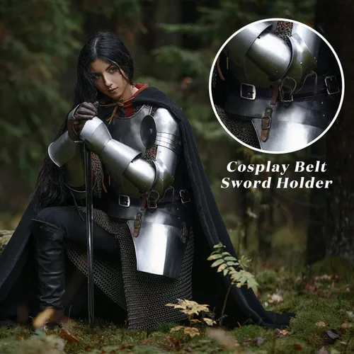 Vista 6 de 2 piezas Katana espada soporte de cuero funda cinturón de vaina – Funda ajustable de dos hebillas