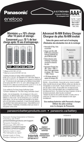 Vista 2 de Cargador de batería Panasonic Advanced celda Individual con Eneloop ciclo de 2100 pilas recargables AA Paquete de cargador AAA