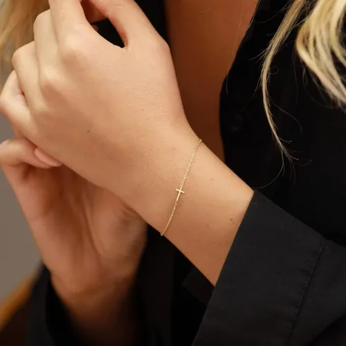 Vista 2 de foyjoey Pulseras de cadena de perlas de oro de 18 quilates para mujer, ajustable, de acero inoxidable, delicada, fina caja de oro cubana, cadena