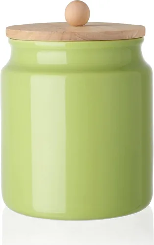 Vista 6 de Sweejar - Recipientes de cerámica para cocina, tarro de almacenamiento de alimentos de porcelana con tapa hermética de madera, recipiente