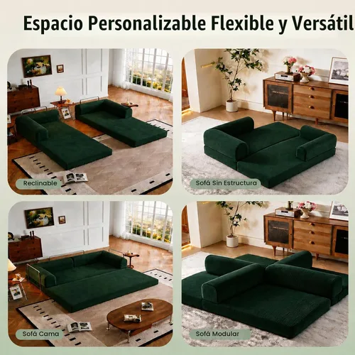 Vista 4 de WHGBJA Sofá cama 3 en 1 para sala de estar/dormitorio, convertible, modular
