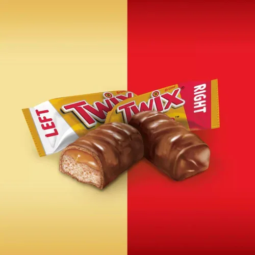 Vista 3 de Yummy Chew Twix Barras de caramelo de chocolate, barras de caramelo Twix de tamaño divertido, barras de chocolate Twix envueltas individualmente