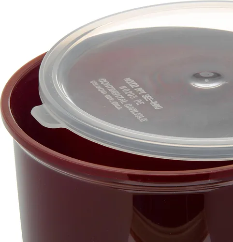 Vista 3 de Recipientes Carlisle de color liso, de forma redonda, con tapas, capacidad de 1,2–4 cuarto de galón, Marrón, 1