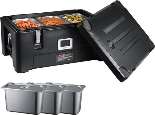 Vista 12 de VEVOR Portador de comida aislado, Caja caliente apilable de 32Qt para catering con barril de acero inoxidable, Calentador de alimentos de carga