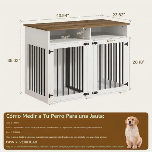 Vista 2 de REVOMINCA Mueble de jaula para perros de 41 pulgadas con divisor extraíble, muebles decorativos para perreras con compartimento de almacenamiento